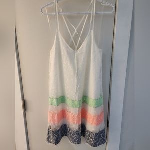 NWOT Multi stripe with White Lace DO+BE Dress Size M